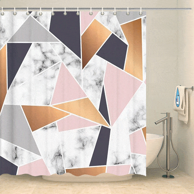 Rideau de douche design triangles de marbre Rideau de douche ou de baignoire Coco-Rideaux 