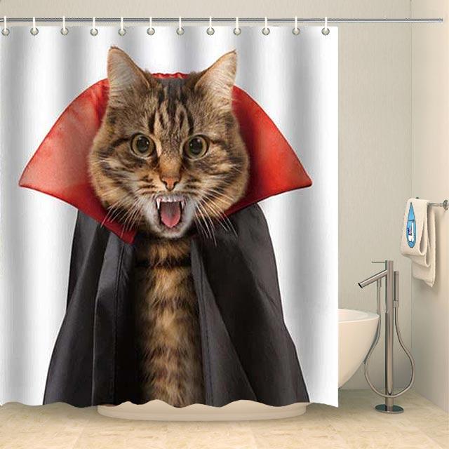 Rideau de douche drôle de chat vampire Rideau de douche ou de baignoire Coco-Rideaux 