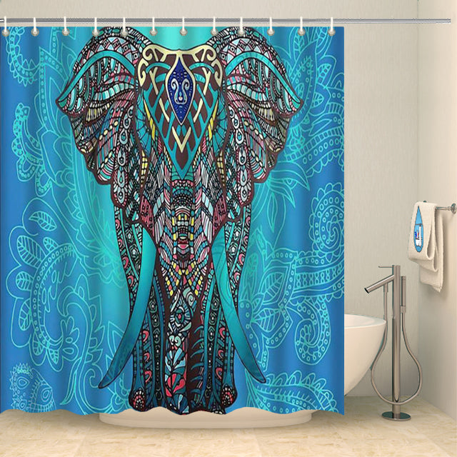 Rideau de douche éléphant artistique coloré Rideau de douche ou de baignoire Coco-Rideaux 