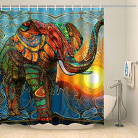 Thumbnail for Rideau de douche éléphant artistique coucher de soleil Rideau de douche ou de baignoire Coco-Rideaux 