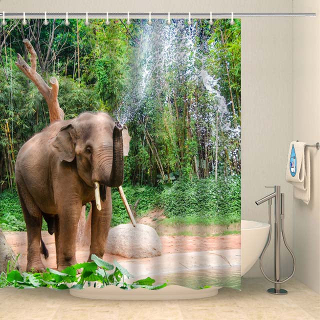 Rideau de douche éléphant heureux Rideau de douche ou de baignoire Coco-Rideaux 