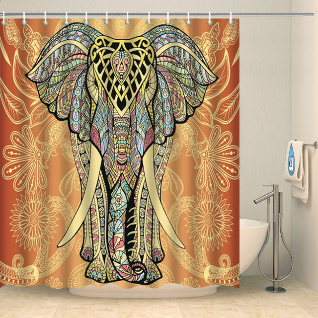 Rideau de douche éléphant mandala orangé Rideau de douche ou de baignoire Coco-Rideaux 