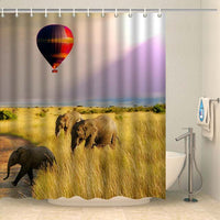 Thumbnail for Rideau de douche éléphants et montgolfière Rideau de douche ou de baignoire Coco-Rideaux 