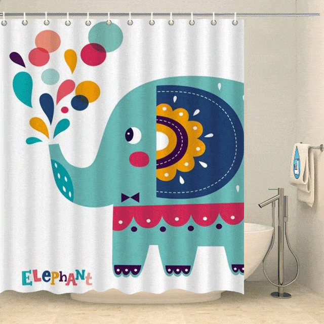 Rideau de douche enfant éléphant coloré Rideau de douche ou de baignoire Coco-Rideaux 