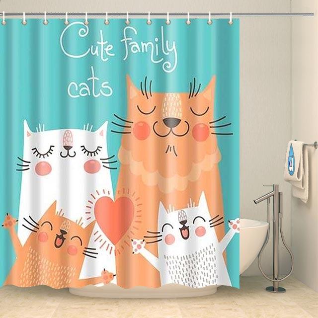 Rideau de douche enfant famille de chats Rideau de douche ou de baignoire Coco-Rideaux 
