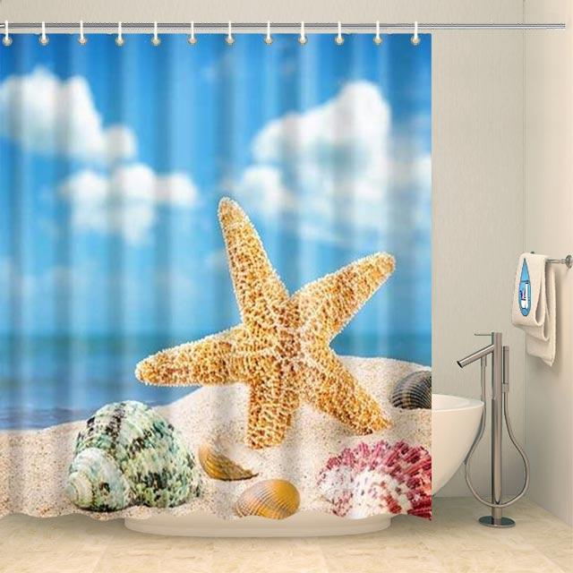 Rideau de douche étoile de mer tropicale Rideau de douche ou de baignoire Coco-Rideaux 