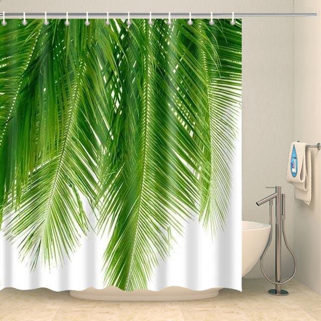 Rideau de douche feuillage de palmiers Rideau de douche ou de baignoire Coco-Rideaux 