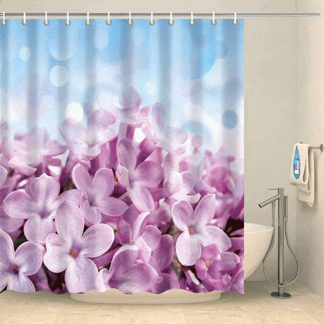 Rideau de douche fleur lila rose Rideau de douche ou de baignoire Coco-Rideaux 