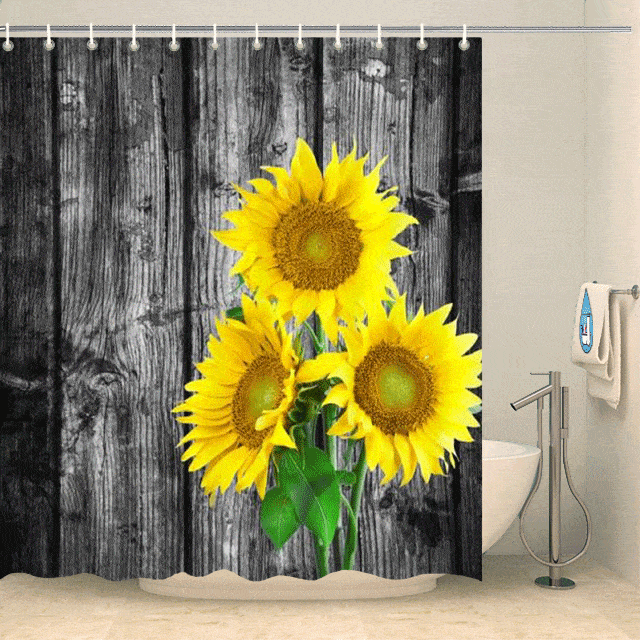 Rideau de douche fleurs de tournesols Rideau de douche ou de baignoire Coco-Rideaux 