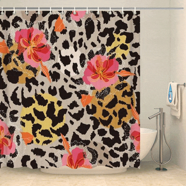 Rideau de douche fleurs d'hibiscus Rideau de douche ou de baignoire Coco-Rideaux 