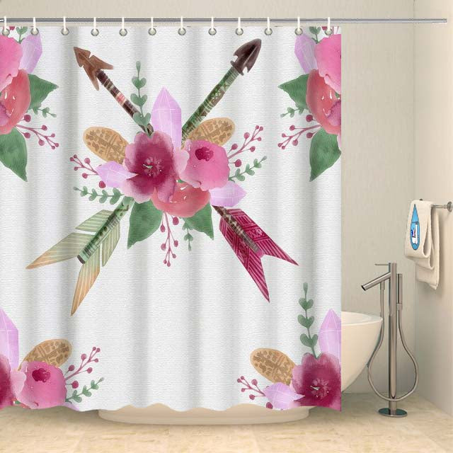 Rideau de douche fleurs d’hibiscus Rideau de douche ou de baignoire Coco-Rideaux 