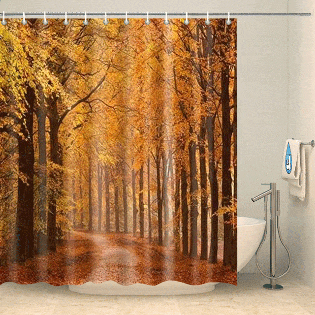 Rideau de douche forêt aux couleurs d'automne Rideau de douche ou de baignoire Coco-Rideaux 