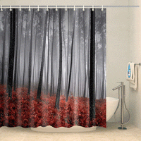 Thumbnail for Rideau de douche forêt et fougères rouges Rideau de douche ou de baignoire Coco-Rideaux 