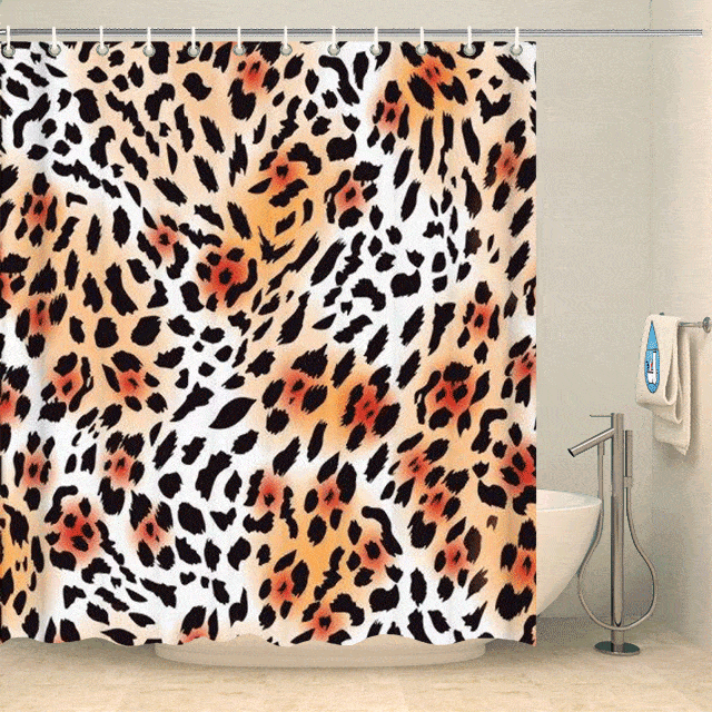 Rideau de douche fourrure de léopard Rideau de douche ou de baignoire Coco-Rideaux 