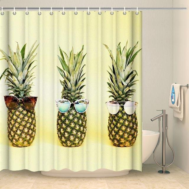 Rideau de douche fun ananas à lunettes Rideau de douche ou de baignoire Coco-Rideaux 