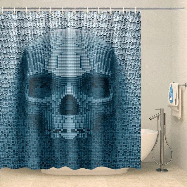 Rideau de douche gothique crâne digital Rideau de douche ou de baignoire Coco-Rideaux 
