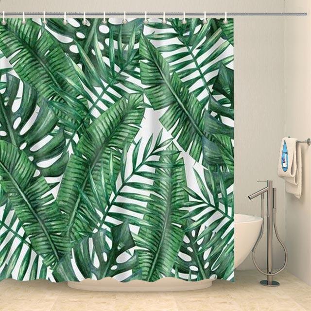 Rideau de douche grande feuillle tropicale Rideau de douche ou de baignoire Coco-Rideaux 
