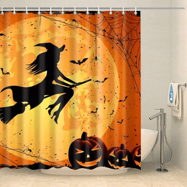 Rideau de douche Halloween citrouilles et sorcière effrayantes Rideau de douche ou de baignoire Coco-Rideaux 