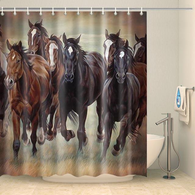 Rideau de douche horde de chevaux galopant Rideau de douche ou de baignoire Coco-Rideaux 