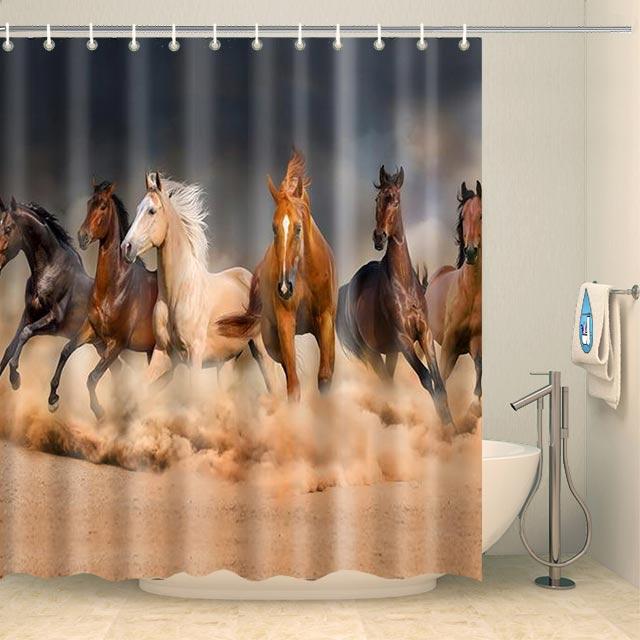 Rideau de douche horde de chevaux Rideau de douche ou de baignoire Coco-Rideaux 