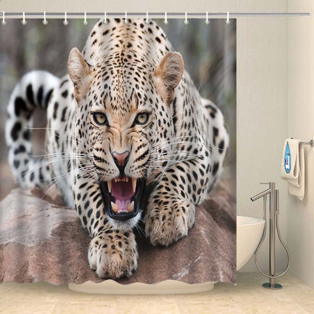 Rideau de douche léopard sauvage Rideau de douche ou de baignoire Coco-Rideaux 