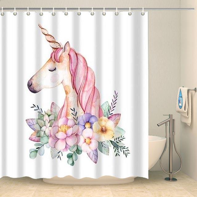 Rideau de douche licorne coquette Rideau de douche ou de baignoire Coco-Rideaux 