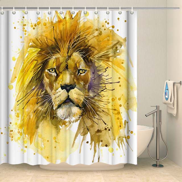 Rideau de douche lion artistique Rideau de douche Coco-Rideaux 