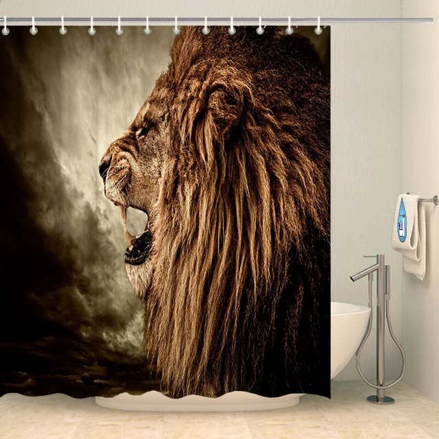 Rideau de douche lion enragé Rideau de douche Coco-Rideaux 