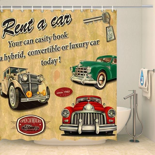 Rideau de douche location voiture vintage Rideau de douche ou de baignoire Coco-Rideaux 