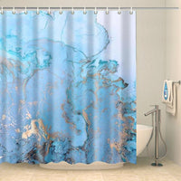 Thumbnail for Rideau de douche marbre bleu et doré Rideau de douche ou de baignoire Coco-Rideaux 