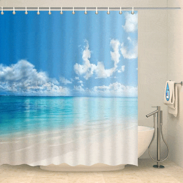 Rideau de douche mer d'huile tropicale Rideau de douche ou de baignoire Coco-Rideaux 