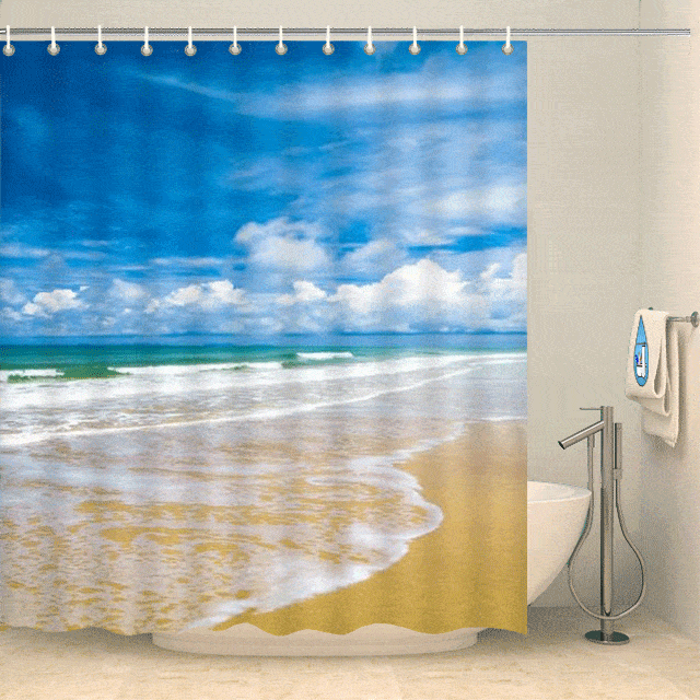 Rideau de douche mer tropicale Rideau de douche ou de baignoire Coco-Rideaux 