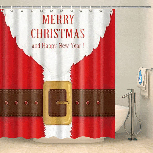 Rideau de douche Merry Christmas and Happy New Year Rideau de douche ou de baignoire Coco-Rideaux 