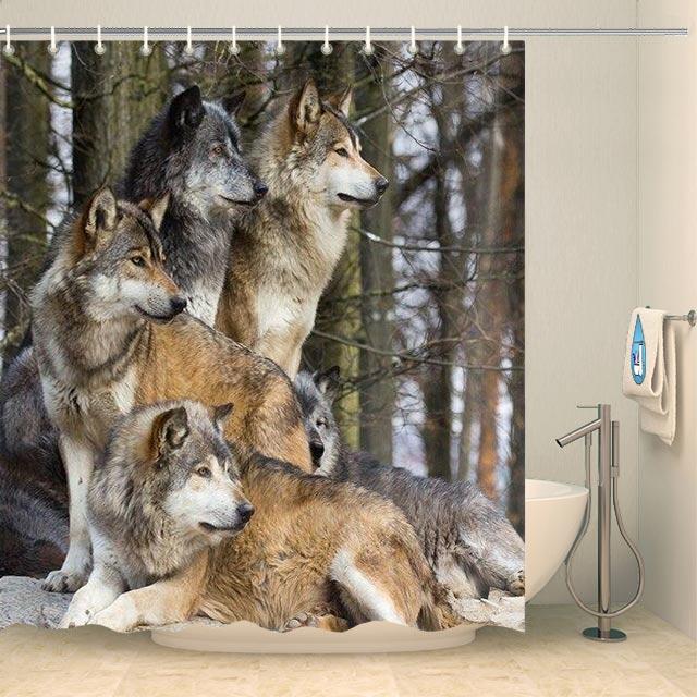 Rideau de douche meute de loups Rideau de douche ou de baignoire Coco-Rideaux 