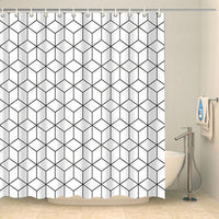Thumbnail for Rideau de douche moderne à cubes blancs Rideau de douche ou de baignoire Coco-Rideaux 