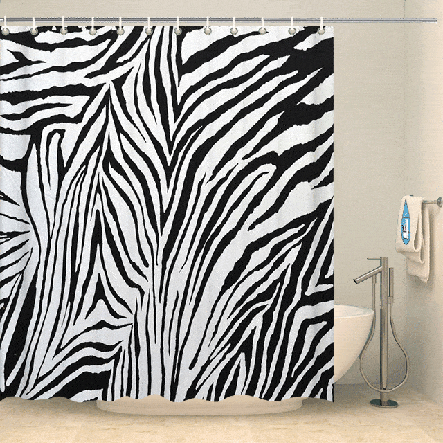 Rideau de douche moderne rayures de zèbre Rideau de douche ou de baignoire Coco-Rideaux 