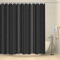 Thumbnail for Rideau de douche moderne rectangles obliques noirs Rideau de douche ou de baignoire Coco-Rideaux 