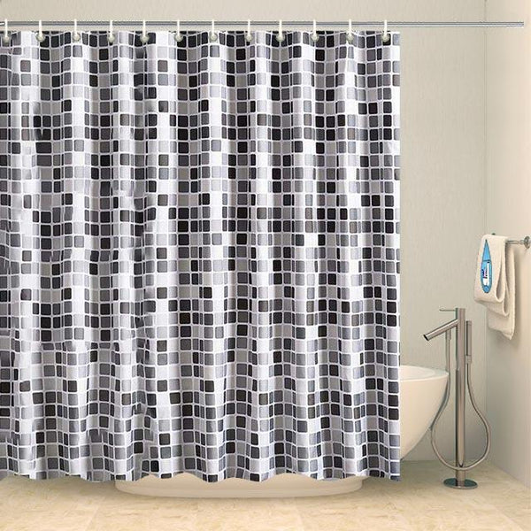 Rideau De Douche Anti-moisissure Rouge Mosaïque - 180x180 Cm - Polyester Hydrofuge - Avec Anneaux