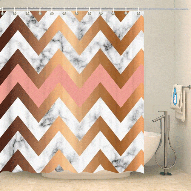 Rideau de douche motifs dents-de-scie doré Rideau de douche ou de baignoire Coco-Rideaux 