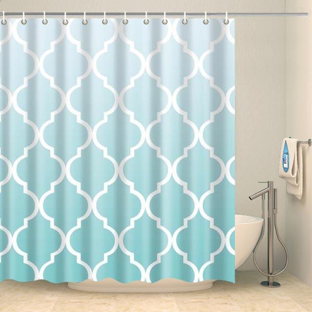 Rideau de douche motifs orientaux bleus clairs Rideau de douche ou de baignoire Coco-Rideaux 