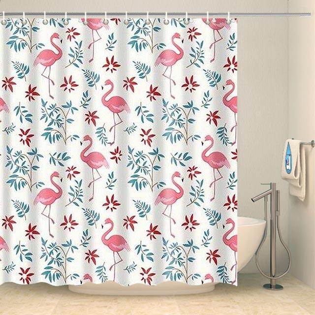 Rideau de douche motifs originaux flamants roses Rideau de douche ou de baignoire Coco-Rideaux 