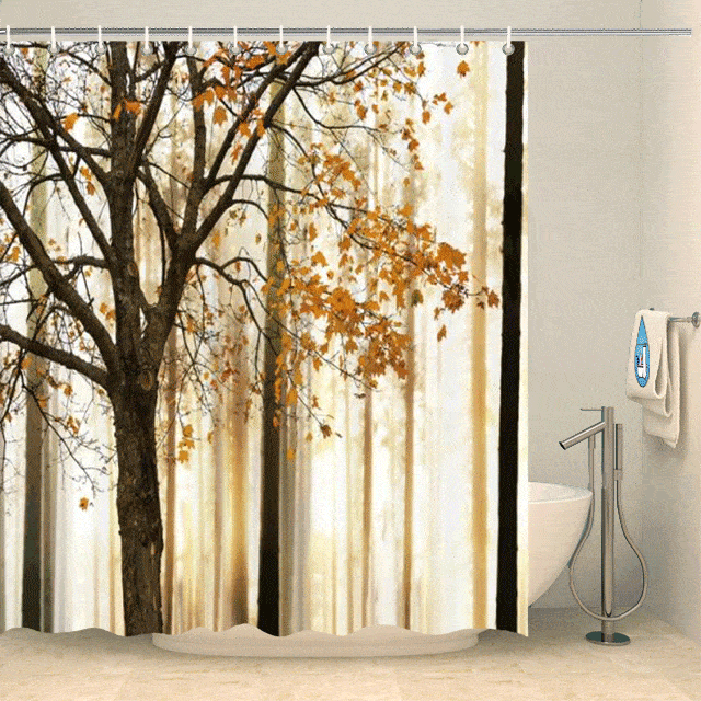 Rideau de douche nature arbre d'automne Rideau de douche ou de baignoire Coco-Rideaux 