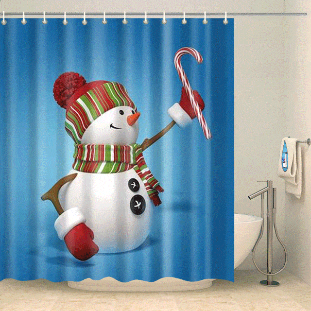 Rideau de douche Noël joli bonhomme de neige Rideau de douche ou de baignoire Coco-Rideaux 