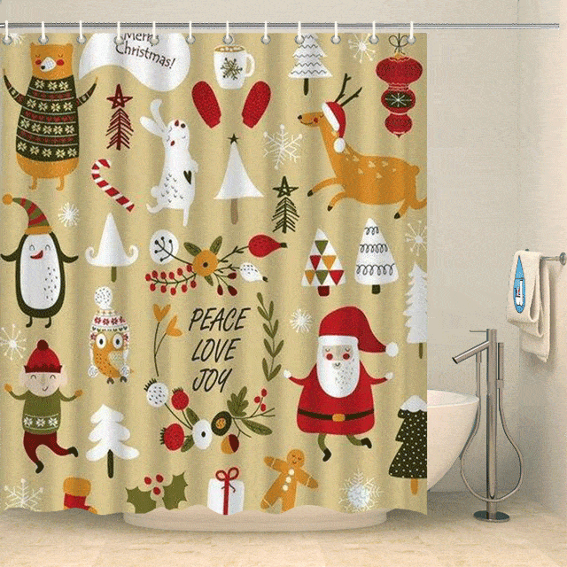 Rideau de douche Noël reines et pingouins Rideau de douche ou de baignoire Coco-Rideaux 