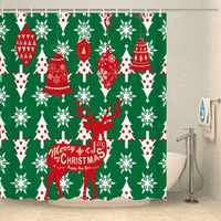 Thumbnail for Rideau de douche Noël renne rouge et sapins blancs Rideau de douche ou de baignoire Coco-Rideaux 
