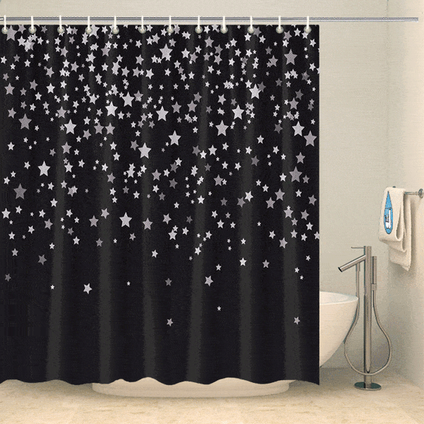 Rideau de douche noir et blanc Étoilé