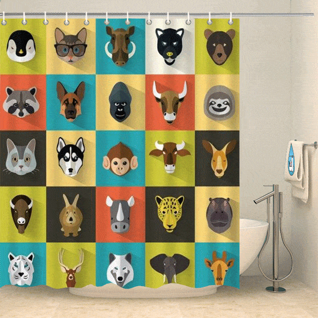 Rideau de douche original animaux quadrillés Rideau de douche ou de baignoire Coco-Rideaux 