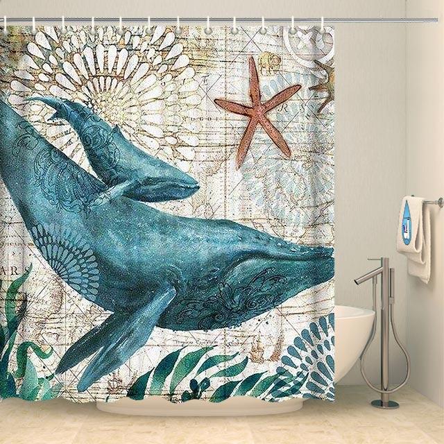 Rideau de douche original baleine Rideau de douche ou de baignoire Coco-Rideaux 