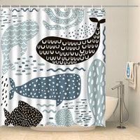 Thumbnail for Rideau de douche original baleines et cachalots Rideau de douche ou de baignoire Coco-Rideaux 