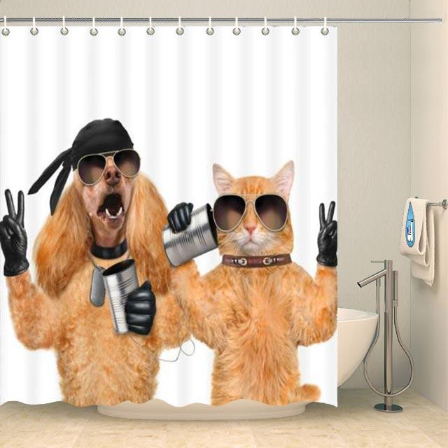 Rideau de douche original chat et chien gangsters Rideau de douche ou de baignoire Coco-Rideaux 